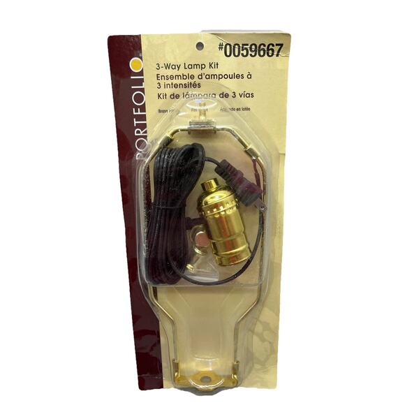Portfolio Three Way Lamp Kit Brass Finish. #0059667. {105}. - Picture 1 of 8